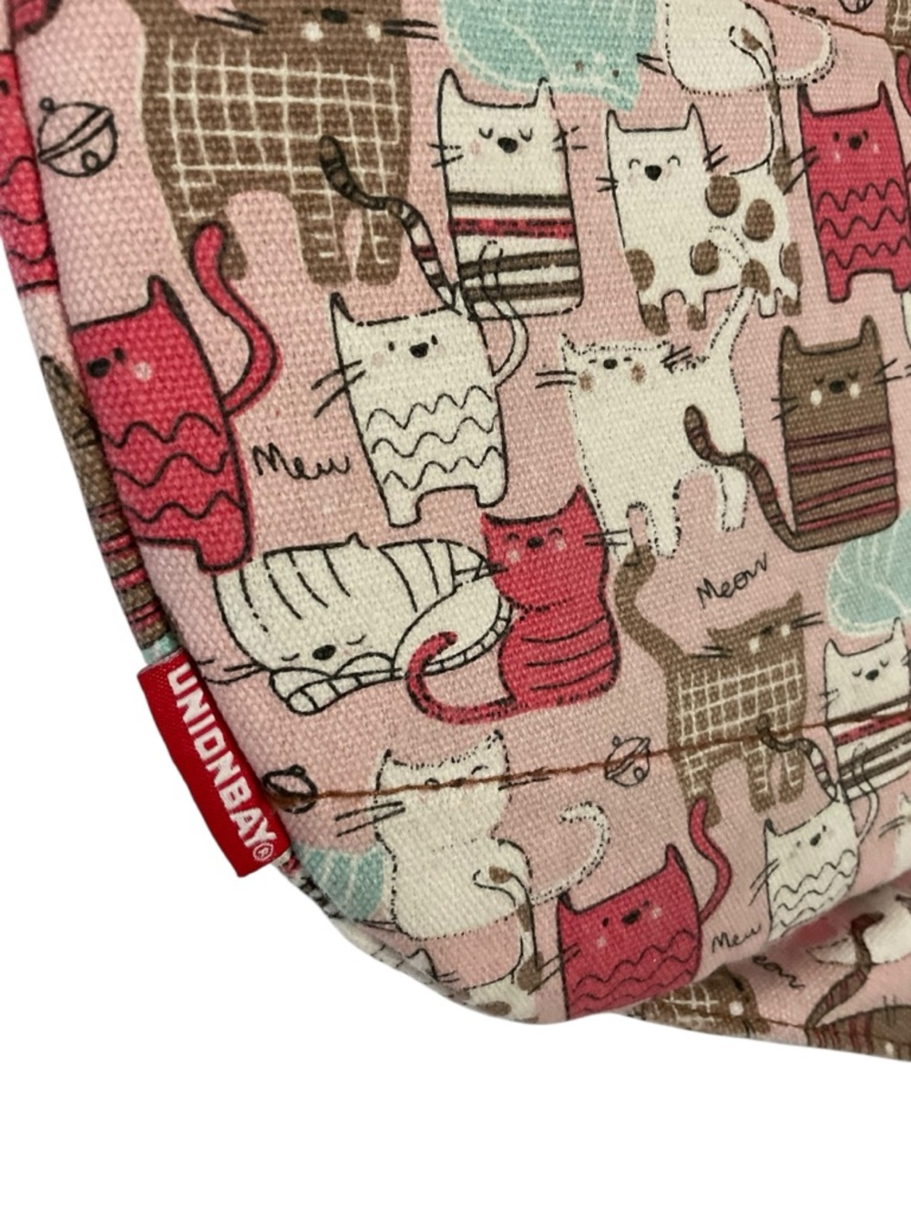 UNIONBAY Cat Print Sling Backpack in Pink, Brown, and Mint - Picture 6 of 12